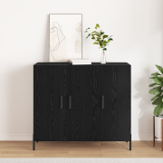 vidaXL Svart Ek Skänk 90x34x80 cm Gjord av Konstruerat Trä