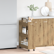 vidaXL Rullvagn artisan ek 60x22x79 cm konstruerat trä