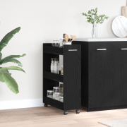 vidaXL Rullvagn svart ek 60x22x79 cm konstruerat trä