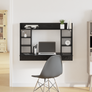 vidaXL Väggmonterat Skrivbord Svart Ek 105x48x75 cm Konstruerat Trä