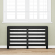 vidaXL Radiatortäckning Svart Ek 149x20x82 cm Ingenjörsträ