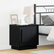 vidaXL Sängbord med LED-lampor Svart Ek 44x34,5x45 cm