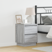 vidaXL Sängbord med LED-lampor 2 st Grå Sonoma 39x34.5x50 cm