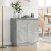 vidaXL Sideboard med LED betonggrå 71x34,5x75 cm konstruerat trä