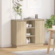 vidaXL Skåp med LED Sonoma Ek 90x32x75 cm Konstruerat trä