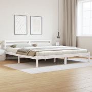 vidaXL Sängram med huvudgavel vit 180x210 cm massiv furu