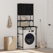 vidaXL Tvättmaskinsförvaring Svart Ek 68x48.5x194 cm