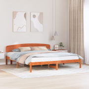 vidaXL Sängram med Sänggavel Vaxad Brun 180x200 cm Massivt Trä Tall