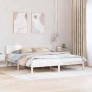 vidaXL Sängram med Huvudgavel Vit 180x200 cm i massivt tallträ