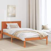 vidaXL Massivt Tall Sängram Vaxbrun Massivt Tallträ 90 x 200 cm Hållba...