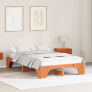 vidaXL Sängram Vaxad Brun 120x200 cm i Solid Furu
