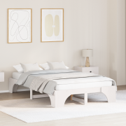 vidaXL Sängram Vit 135x190 cm i Massivt Tallträ