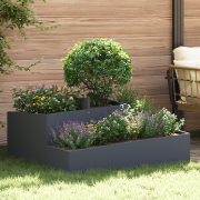 vidaXL Blomkrukor & Planterare Antracit Plast Stor Metallblomkruka