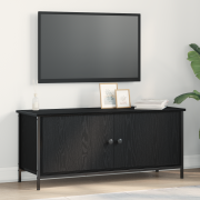 vidaXL Svart Ek TV-bänk Svart ek Spånskiva, Metall 102 x 35 x 45 cm