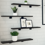 vidaXL Bokhyllor - 4-pack i svart ek, 60x10x1,5 cm - Tillverkad av kon...