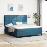vidaXL Sängbotten med Madrass Mörkblå 180x200 cm Sammet