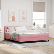 vidaXL Boxfjärmad Säng med Madrass & LED Rosa 180x200 cm Sammet