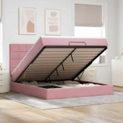 vidaXL Ottoman sängram med madrasser rosa 180x200 cm sammet