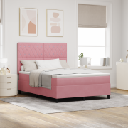 vidaXL Ställsäng med madrass Rosa 140x200 cm Sammet
