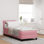 vidaXL Boxspring Säng med Madrass och LED Rosa 80x200 cm Sammet