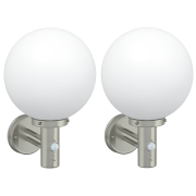 vidaXL Utomhusvägglampor med Sensor 2 st Silver Rostfritt Stål IP44