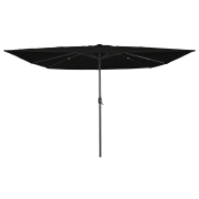 vidaXL Fyrkantig Trädgårdsparasol med LED-lampor 295x245 cm Svart