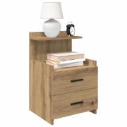 vidaXL Sängbord 2 st med 2 lådor hantverksmässig ek 40x36,5x62 cm