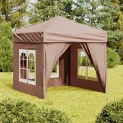 vidaXL Hopfällbart partytält med sidoväggar taupe 2x2 m