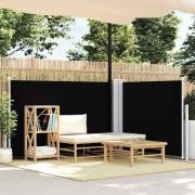 vidaXL Infällbar sidomarkis svart 100x600 cm