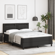 vidaXL Sängbotten med svart madrass 140x190 cm i konstläder