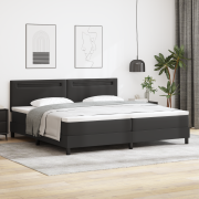 vidaXL Boxmadrass säng med madrass svart 200x200 cm i konstläder