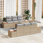 vidaXL 7-delat trädgårdsoffaset med kuddar Beige Polyroting Akacia