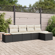 vidaXL 5-delat Trädgårdsofa-set med Kuddar Svart Poly Rattan Akacia