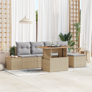vidaXL 6-delad trädgårdssoffgrupp med kuddar beige poly-rotting