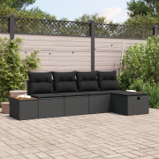 vidaXL 5-delat Trädgårdsoffaset med kuddar Svart Poly Rattan