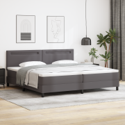 vidaXL Boxsäng med madrass Grå 200x200 cm Faux läder