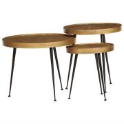 vidaXL Soffbord 3 delar gyllene konstruerat trä