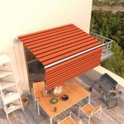 vidaXL Automatisk infällbar markis rullgardin 3,5x2,5m orange och brun