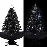vidaXL Julgran med snö och paraplybas svart 140 cm PVC