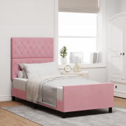 vidaXL Sängram Rosa 90x200 cm Sammet