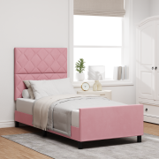 vidaXL Sängram Rosa 90x200 cm Sammet