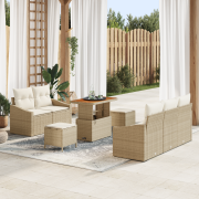 vidaXL 8 Delars Trädgårdsoff-set med Kuddar Beige Poly-Rotning Akacia