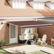vidaXL Markis manuellt infällbar med LED 400x300 cm brun