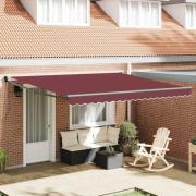 vidaXL Markis automatiskt infällbar vinröd 400x300 cm