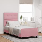 vidaXL Rosa Sammet Sängram 90x190 cm