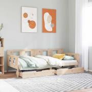 vidaXL Dagbädd med lådor 80x200 cm massiv furu