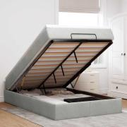 vidaXL Ottoman sängram med madrass ljusgrå 120x200 cm sammet