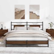 vidaXL Sängram utan madrass metall brun ek 183x213 cm