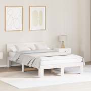 vidaXL Sängram med Huvudgavel Vit 140x190 cm Massivt Tallträ
