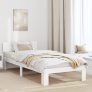 vidaXL Sängram med huvudgavel Vit 80x200 cm Massivt tallträ